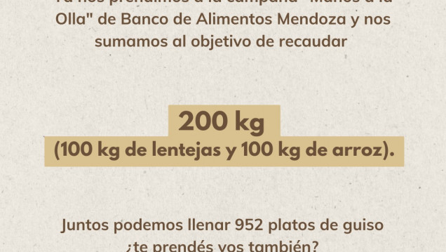 imagen La Escuela colaborará con el Banco de Alimentos de Mendoza