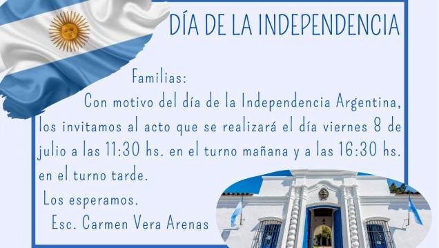 imagen Invitan al Acto del Día de la Independencia