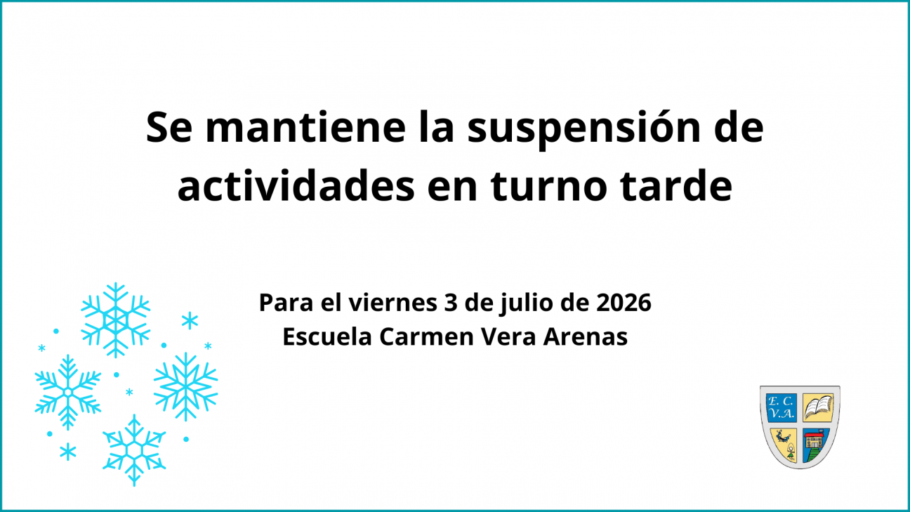 imagen Turno tarde del viernes 3 de julio: se mantiene la suspensión de clases